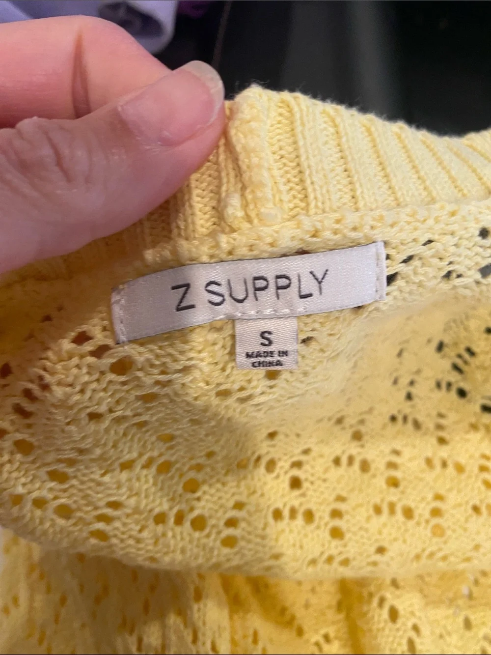 Z Supply Pale Yellow Open-Knit Cropped Cardigan and shell set